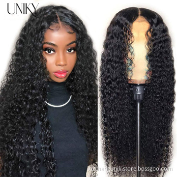 Uniky Factory Direct Sale 360 Full Lace 13*6 Front Long Curly 3in 1 Human Hair Transparent With Braids Loose Deep Wigs
